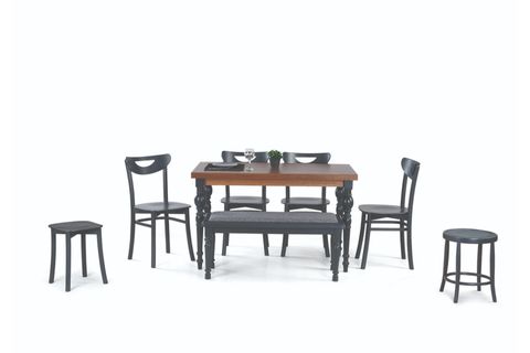 DAMLA COUNTRY MASA + ALMAN SANDALYE, ANTRASİT, 125X80