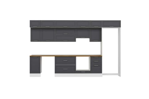 ALVİNKA 385X240 CM KLASİK MEBRAN MUTFAK DOLABI, MB E90S45S50 1 MEBRAN ANTRASİT MDF