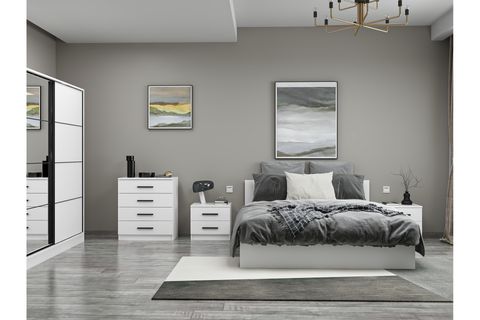 KALE210 YATAK ODASI TAKIMI, BEYAZ, SÜRGÜ KAPAKLI, SET 126
