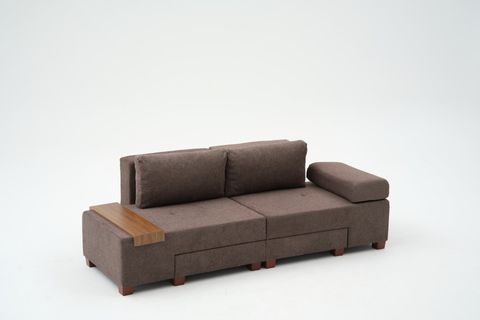 PERENNA YATAKLI ÜÇLÜ KOLTUK ŞÖNİL, KAHVE