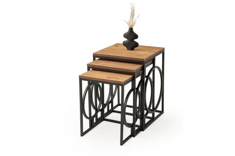 HALKA ZİGON SEHPA, SİYAH, ATLANTİK ÇAM