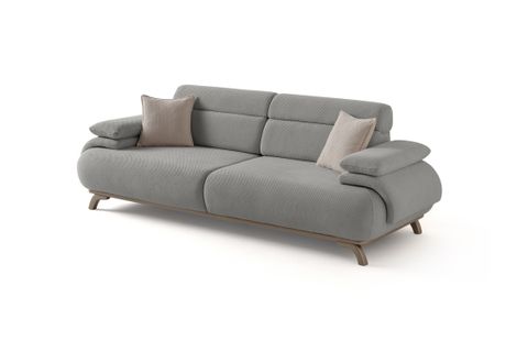 ALASKA SIRT MEKANIZMALI CEVIZ KASALI ÜÇLÜ KOLTUK, GRİ