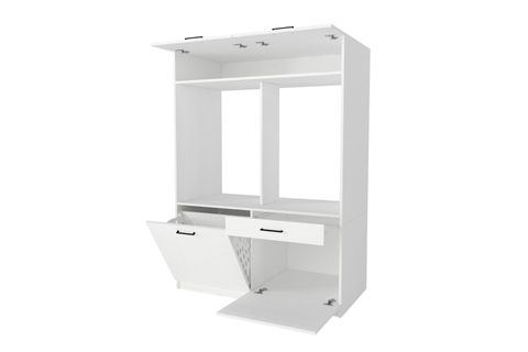 LİPA ÇAMAŞIR VE KURUTMA MAKİNESİ BANYO DOLABI, KİRLİ SEPETLİ, BEYAZ