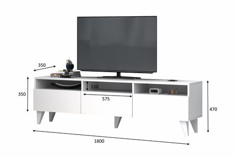DELUXE TV ÜNİTESİ, BEYAZ, 180 CM