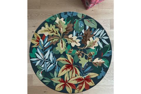 LEAF BASKILI YUVARLAK DOKUMA TABAN HALI, 128 YNG