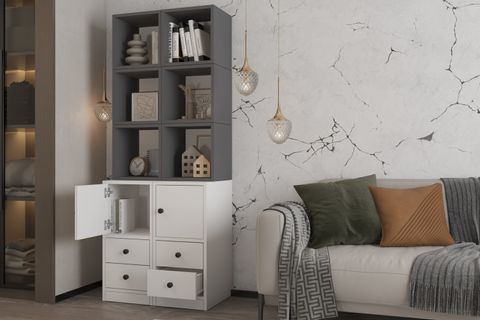 ZARA MODÜLER DOLAPLI ÇEKMECELİ DAR ALANLAR İÇİN ÇALIŞMA ODASI KİTAPLIĞI NRG KTP 1105