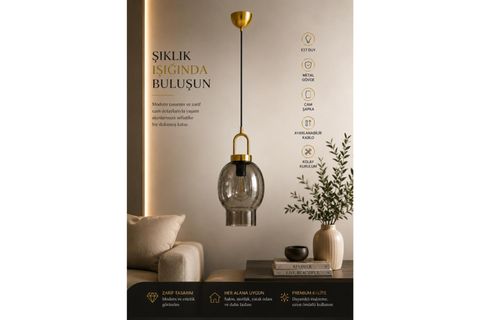 AURA TEKLİ FÜME CAMLI ESKİTME SARKIT