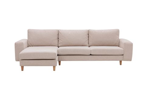 MERLİN MİNİ KÖŞE KOLTUK, NATUREL AYAK, KALIN KOL, ŞÖNİL KUMAŞ,KREM