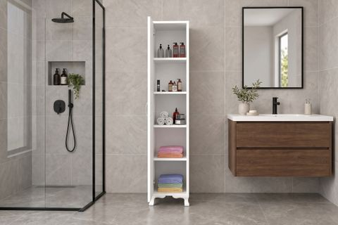 LİZA ÇOK AMAÇLI KİLER BANYO DOLABI, BEYAZ, 4 RAFLI