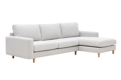 MERLİN MİNİ KÖŞE KOLTUK, NATUREL AYAK, İNCE KOL, RECYCLED KUMAŞ, AÇIK GRİ