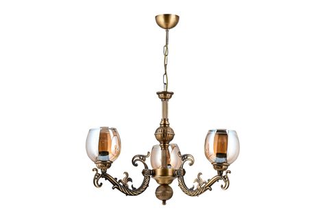 SAVA ZAMAK AVİZE BAL RENGİ CAMLI, BEŞ KOLLU