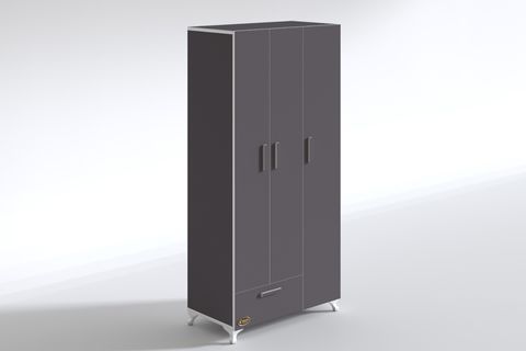 YASEMİN GARDIROP, 3 KAPAKLI KAPAKLI, 1 ÇEKMECELİ, 168X80X42, GRİ