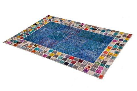 BLUE MOSAİC PATCHWORK HALI 80X150