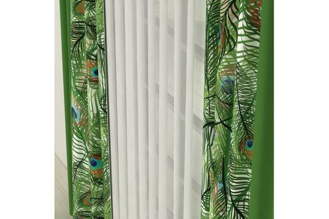 MAVİ BONCUKLU YEŞİL TAVUS TÜYÜ İKİZ FON PERDE