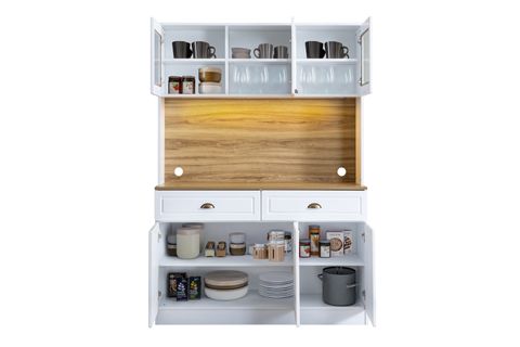 BLESK İNCE KUM AYDINLATMALI KAHVE KÖŞESİ DOLABI RAFLI