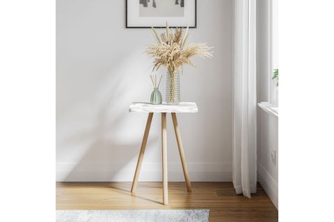 KOZİ KARE AHŞAP AYAKLI YAN SEHPA, BEJ