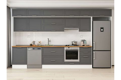 ALVİNKA 390X240 CM KLASİK MEBRAN MUTFAK DOLABI, MB E80S60S50 1 MEBRAN ANTRASİT MDF