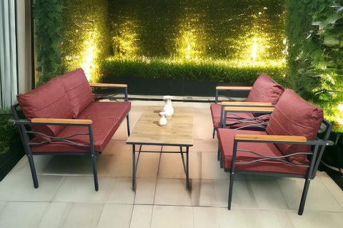 RÜYA BAHÇE BALKON TAKIMI, 2+1+1, BORDO