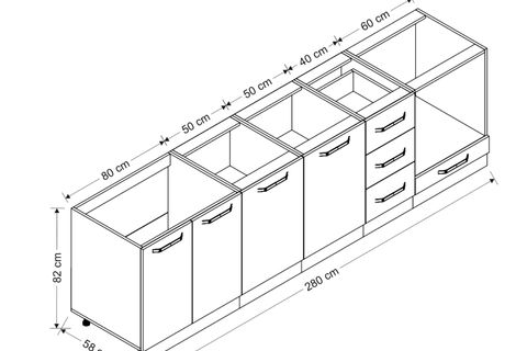MİNAR 280 CM MUTFAK DOLABI BEYAZ 280-B6-ALT MODÜL