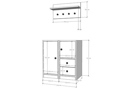 BERA PORTMANTO, 2 KAPAKLI 2 ÇEKMECELİ, PRT-1065-Ç