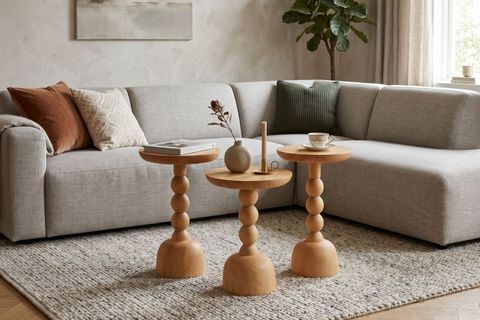 MARİSA AHŞAP ZİGON SEHPA SETİ, NATUREL