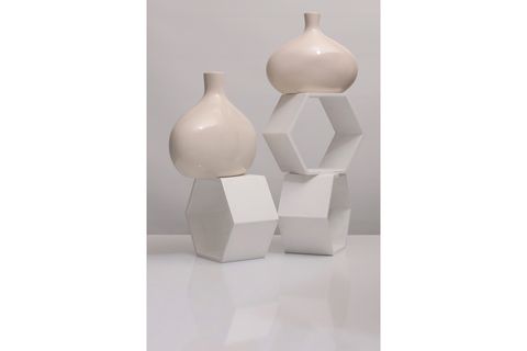 BEİGE STONE CRACKLE İKİLİ SET DEKORATİF OBJE VAZO, BEJ