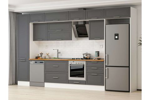 ALVİNKA 400X240 CM KLASİK MEBRAN MUTFAK DOLABI, MBB E90B50S60 2 MEBRAN ANTRASİT SUNTALAM