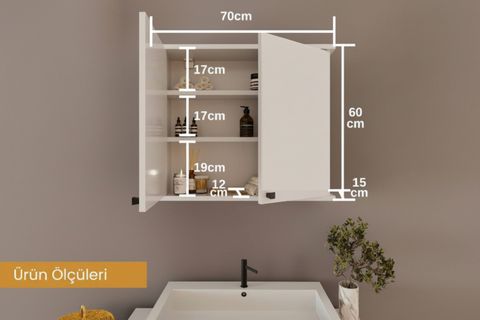 RUDA BANYO DOLABI, BEYAZ, İKİ KAPAKLI