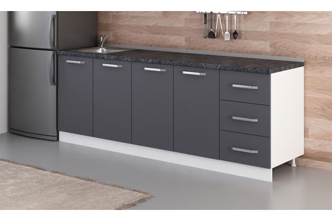 MİNAR 225 CM MUTFAK DOLABI BEYAZ ANTRASİT 225-A2-ALT MODÜL
