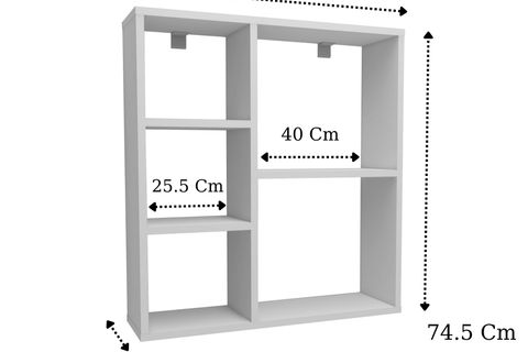 MYRA MODERN MUTFAK RAFI, MAT BEYAZ, 5 BÖLMELİ