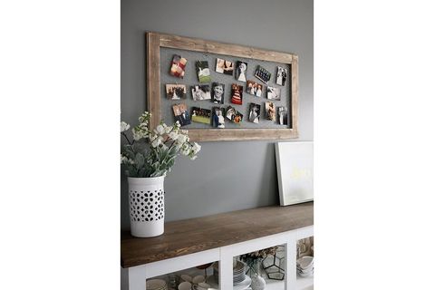 OTTOIDEA • DOĞAL AHŞAP FOTOĞRAF TUTUCUSU + MEMOBOARD • 10 ADET AHŞAP MİNİ MANDAL HEDİYELİ.