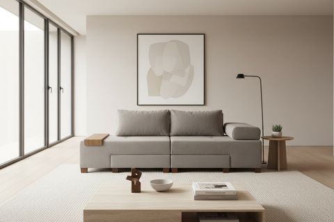 PERENNA YATAKLI ÜÇLÜ KOLTUK, ŞÖNİL, GRİ