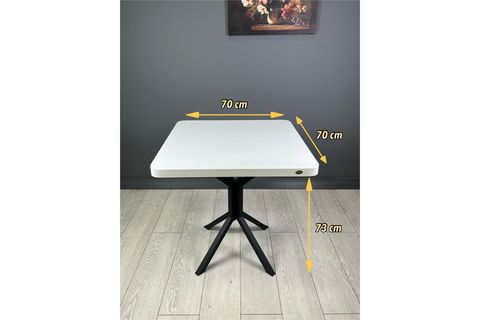 TEPE BEYAZ MUTFAK MASASI SİYAH AYAK 70 CM
