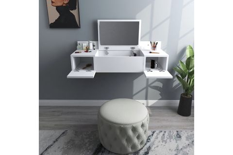 ZAKKUM RAFLI AYNALI DUVARA MONTE MAKYAJ MASASI, BEYAZ