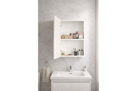 ALESTA TEK KAPAKLI ÜST AYNALI ÜLAVABO BANYO DOLABI, 2 BÖLMELİ