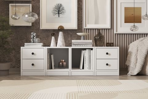 LEKSA ÇEKMECELİ RAFLI KİTAPLIK 130 CM BEYAZ KTP-1198-Ç