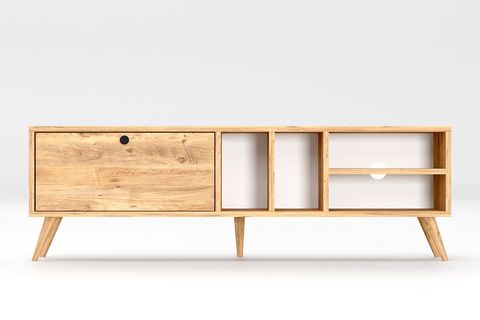 BUKA GENİŞ TEK KAPAKLI TV SEHPASI, ÇAM, 140 CM