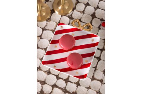 THE MİA FİYONK FİGÜRLÜ SERVİS TABAĞI BEYAZ ÇİZGİLİ 22X17CM