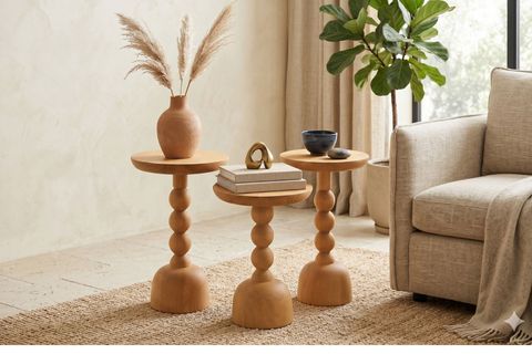 MARİSA AHŞAP ZİGON SEHPA SETİ, NATUREL