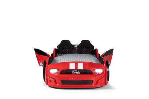 MUSTANG ARABALI FULL LEDLİ KUMANDALI MÜZİKLİ YATAK KIRMIZI