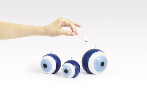 COHO LUMİNA NAZARLIK KÜRE MUM 7 8 10 CM ÜÇLÜ SET