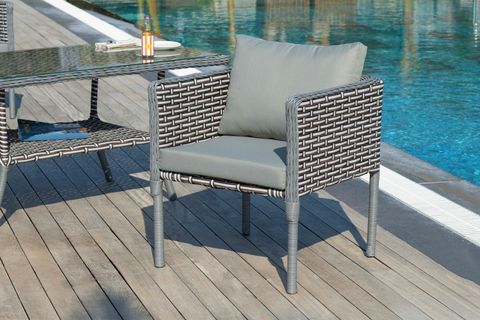 LETRA RATTAN BAHÇE MOBİLYASI, GRİ, 3+1+1
