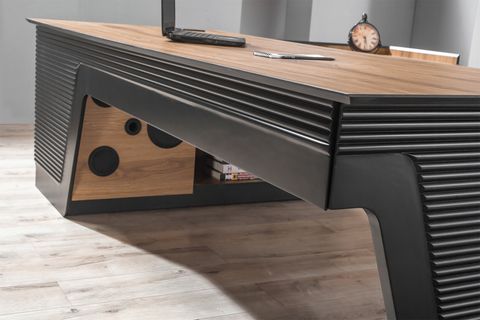 UD ALFA SES SİSTEMLİ KABLOSUZ ŞARJLI OFİS ÇALIŞMA MASASI, CEVİZ