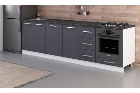 MİNAR 275 CM MUTFAK DOLABI BEYAZ ANTRASİT 275-A3-ALT MODÜL