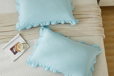 MAKİ İKİ ADET DEKORATİF MODERN YASTIK KILIFI, AÇIK MAVİ