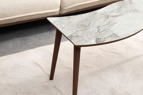 SALSA DÖRTLÜ ZİGON ORTA SEHPA SETİ, BEYAZ MERMER DESENLİ