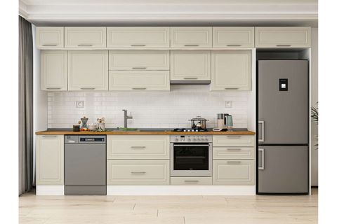 ALVİNKA 390X240 CM KLASİK MEBRAN MUTFAK DOLABI, MB E90S40S60 1 MEBRAN KUMTAŞI MDF