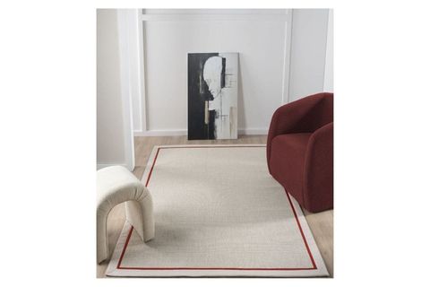 ÇİFT BORDÜRLÜ HASIR DOKULU SİSAL SALON MAKİNE HALISI, KREM, 80X200, 664, BORDO KREM
