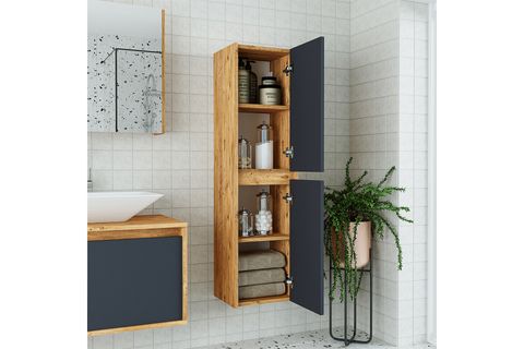 BANOS ROOMART BANYO DOLABI, LAVABOLU, ATLANTİK ÇAM ANTRASİT, 85 CM