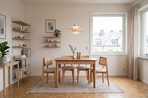 SUNSET NATURAL AHŞAP AÇILIR MUTFAK MASA TAKIMI, 4 HAZERANLI SANDALYELİ, 80X120 CM